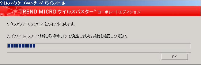 ウィルスバスターCorp アンインストールエラー