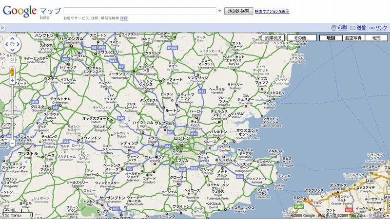 Googleマップ世界地図日本語版02 地名も日本語表示になっています