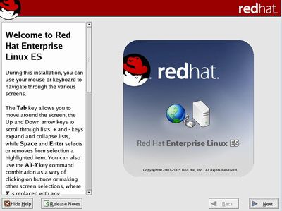 Redhat Enterprise Linux インストール画面